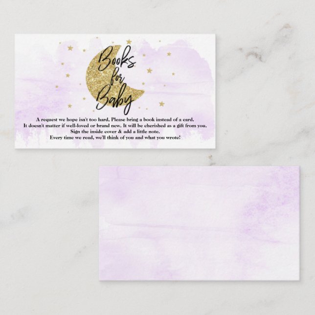 Tarjeta De Recepción Sobre la luna | Libros Neutrales De Baby Shower Pa (Anverso / Reverso)