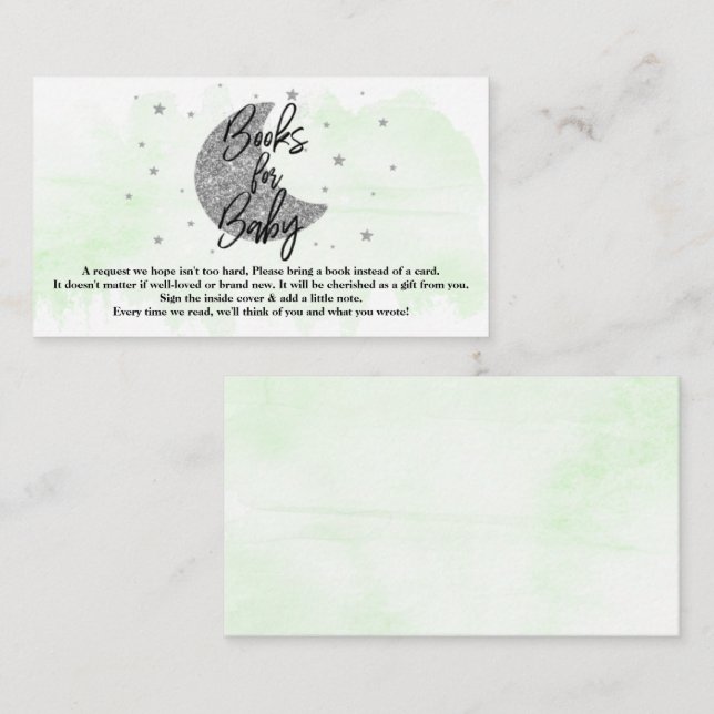 Tarjeta De Recepción Sobre la luna | Libros Neutrales De Baby Shower Pa (Anverso / Reverso)