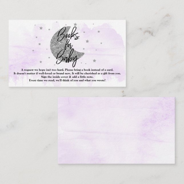 Tarjeta De Recepción Sobre la luna | Libros Neutrales De Baby Shower Pa (Anverso / Reverso)