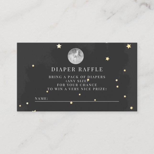 Tarjeta De Recepción Sobre la luna | Luna y estrellas | Diaper Raffle (Anverso)