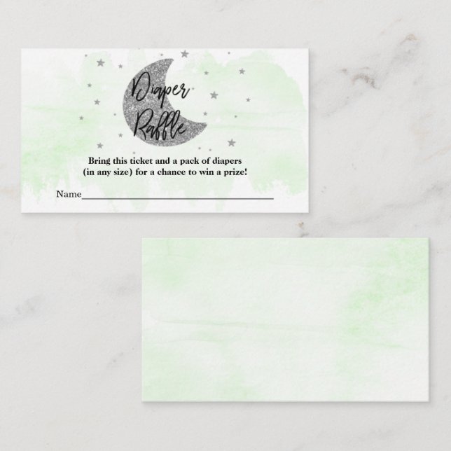 Tarjeta De Recepción Sobre la luna | Neutral Baby Shower Diaper Raffle (Anverso / Reverso)