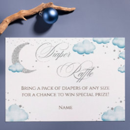 Tarjeta De Recepción Sobre la luna Silver Blue Diaper Raffle Boy