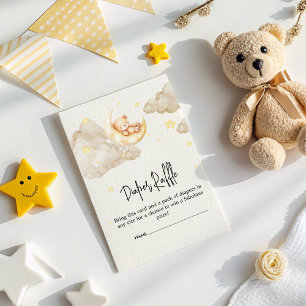 Tarjeta De Recepción Sobre la luna Teddy Bear Diaper Raffle Baby Shower