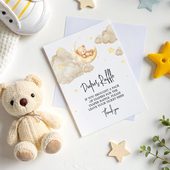 Tarjeta De Recepción Sobre la luna Teddy Bear Diaper Raffle Baby Shower (Subido por el creador)