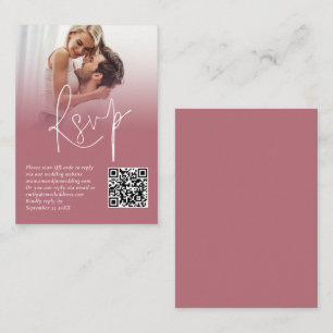 Tarjeta De Recepción Sobrecarga de fotografía Boda de guión de oro QR R