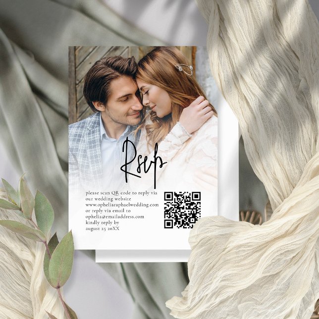 Tarjeta De Recepción Sobreposición de foto de guión informal QR Wedding (Subido por el creador)