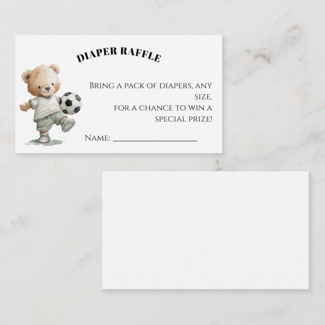 Tarjeta De Recepción Soccer Diaper Raffle Card | A Little All-Star (Anverso / Reverso)