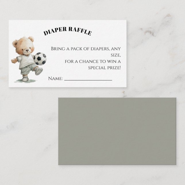 Tarjeta De Recepción Soccer Diaper Raffle Card | A Little All-Star (Anverso / Reverso)
