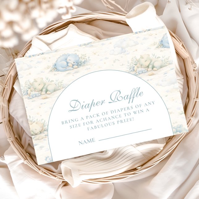 Tarjeta De Recepción Soft Blue Dino Diapper Raffle (Subido por el creador)