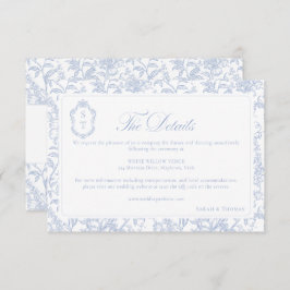 Tarjeta De Recepción Soft Blue Floral Chinoiserie Details QR code