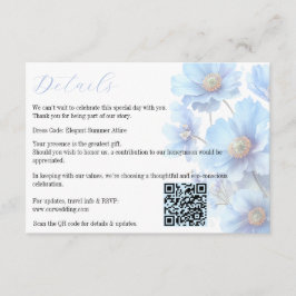 Tarjeta De Recepción Soft Blue Himalayan Poppy Flower Garden Wedding 