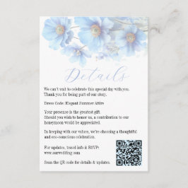Tarjeta De Recepción Soft Blue Himalayan Poppy Flower Garden Wedding 