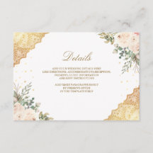 Soft Cream Roses Gold Lace Wedding Details