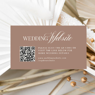 Tarjeta De Recepción Soft Mocha Taupe Código QR del sitio web de boda