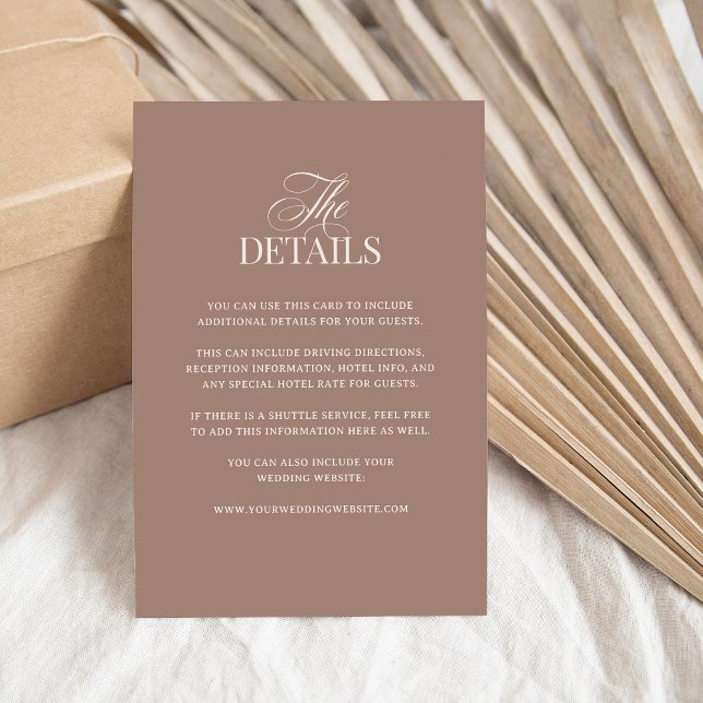 Tarjeta De Recepción Soft Mocha Taupe | Luxe Wedding Guest Details (Subido por el creador)