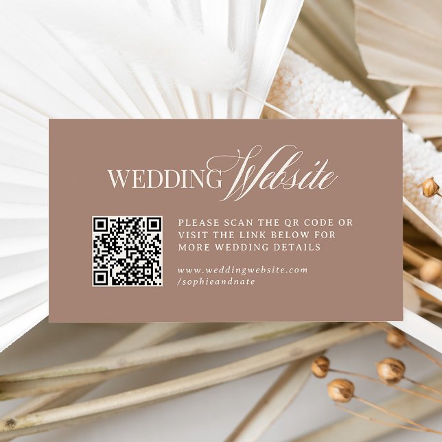 Tarjeta De Recepción Soft Mocha Taupe | Luxe Wedding Website QR Code (Subido por el creador)