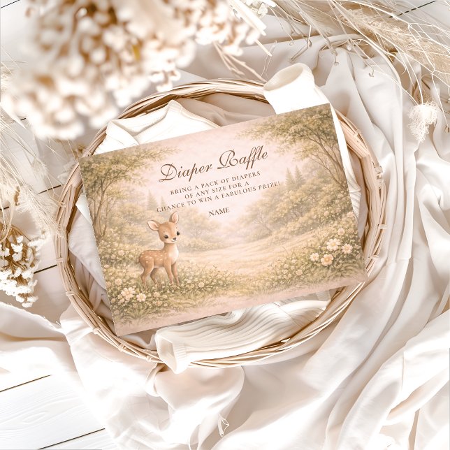 Tarjeta De Recepción Soft Neutral Forest Critters Diapper Raffle  (Subido por el creador)