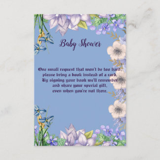 Tarjeta De Recepción Soft Pastel Azul Púrpura Blooms Floral Baby Shower