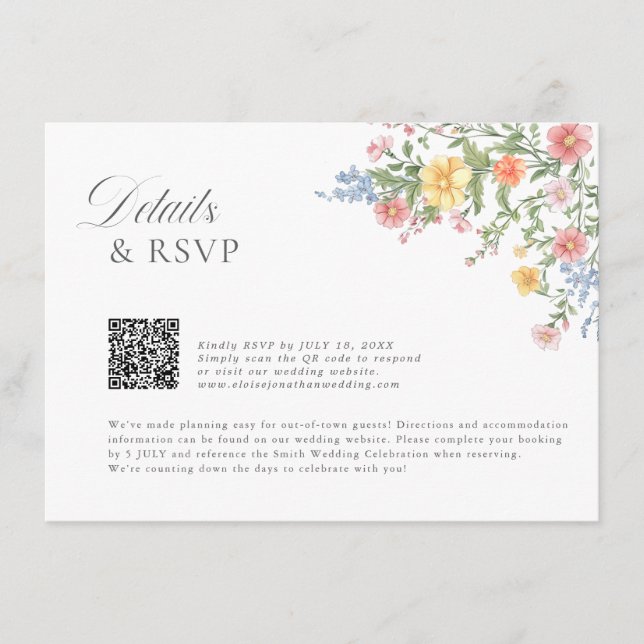 Tarjeta De Recepción Soft Pastel Ornate Spring Garden Floral Wedding En (Anverso)
