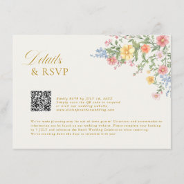 Tarjeta De Recepción Soft Pastel Ornate Spring Garden  gold Wedding   