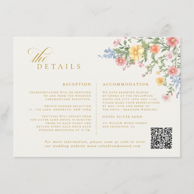 Tarjeta De Recepción Soft Pastel Ornate Spring Garden gold Wedding (Anverso)