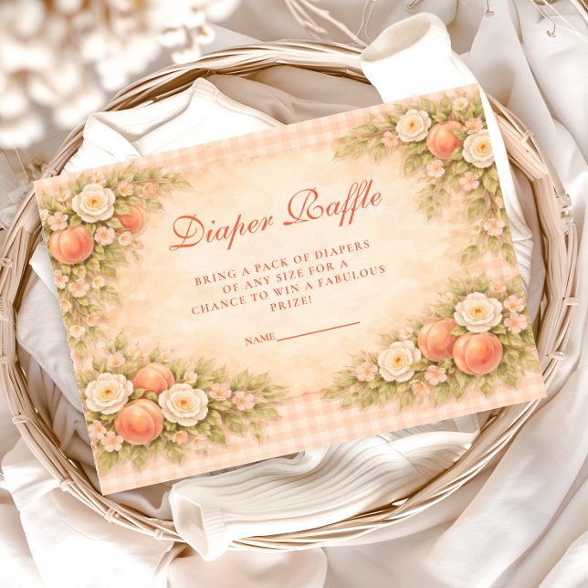 Tarjeta De Recepción Soft Peach Floral Diapper Raffle (Subido por el creador)