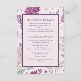 Tarjeta De Recepción Soft Pink and Purple Lilac Floral Wedding 