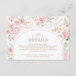 Tarjeta De Recepción Soft Pink Blush Floral Roses Greenery Details