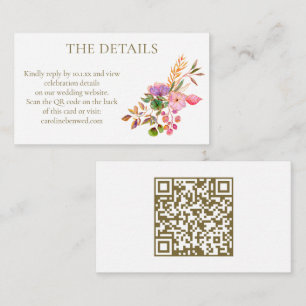 Tarjeta De Recepción Soft Watercolor Floral Elegant RSVP Boda QR
