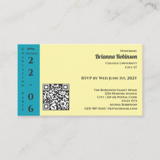 Tarjeta De Recepción Soft Yellow Photo Modern Graduation Party