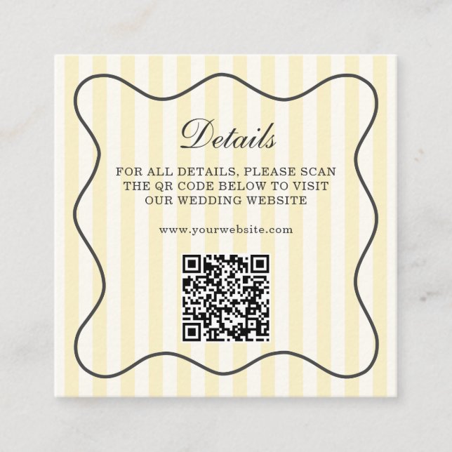 Tarjeta De Recepción Soft Yellow Stripes QR Code (Anverso)