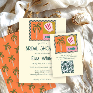 Tarjeta De Recepción Soiree Bridal Shower Moderna PERSONALIZADO Cute QR
