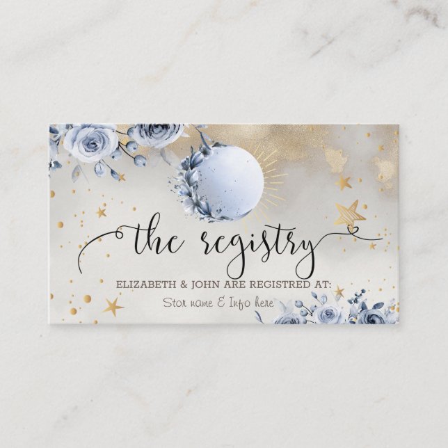 Tarjeta De Recepción Sol celeste, estrellas de Rosas de la luna azul (Anverso)