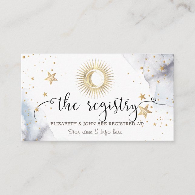 Tarjeta De Recepción Sol celeste, luna, estrellas (Anverso)