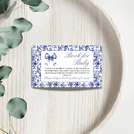 Tarjeta De Recepción Solicitud de Baby Shower Blue Toile de Jouy Bow