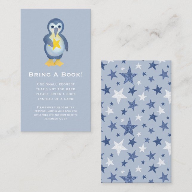 Tarjeta De Recepción Solicitud de Baby Shower Cute Penguin North Star (Anverso / Reverso)