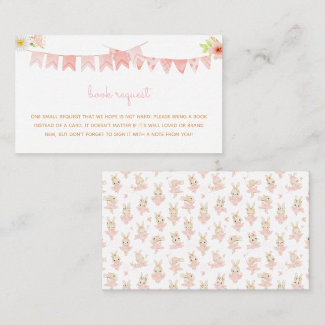 Tarjeta De Recepción Solicitud de Baby Shower de Bunny Ballerina (Anverso / Reverso)