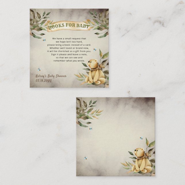 Tarjeta De Recepción Solicitud de Baby Shower de Cute Woodland Teddy Be (Anverso / Reverso)