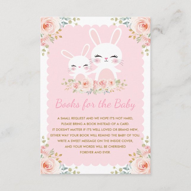 Tarjeta De Recepción Solicitud de Baby Shower de de Girly Pink Bunny Ra (Anverso)