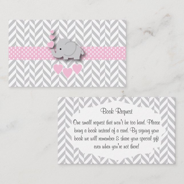 Tarjeta De Recepción Solicitud de Baby Shower de Elefante Gris Rosa (Anverso / Reverso)