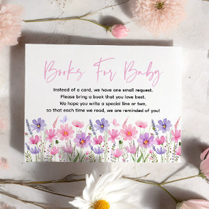 Tarjeta De Recepción Solicitud de Baby Shower de Flores Silvestres Púrp