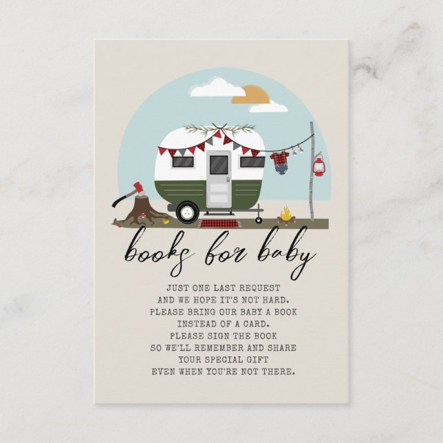 Tarjeta De Recepción Solicitud de Baby Shower de Green Camper Lumberjac (Anverso)