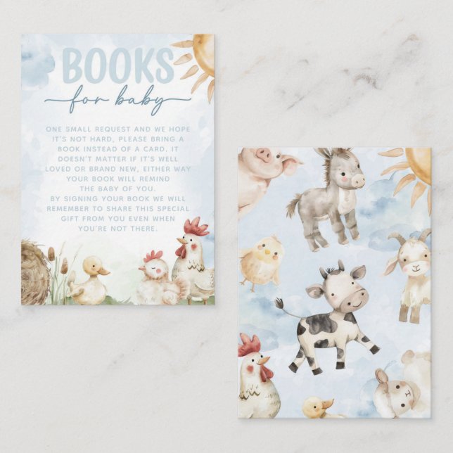 Tarjeta De Recepción Solicitud de Baby Shower de libro para animales de (Anverso / Reverso)