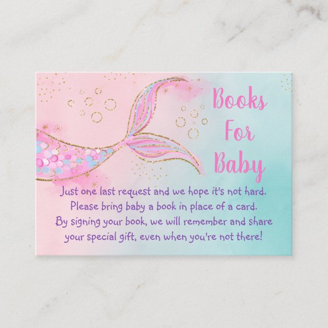 Tarjeta De Recepción Solicitud de Baby Shower de Mermaid Pink Gold (Anverso)