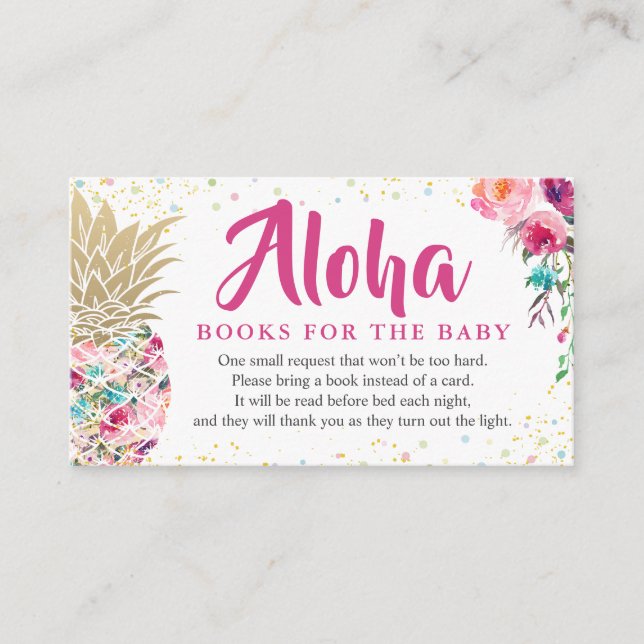 Tarjeta De Recepción Solicitud de Baby Shower de Piña Rosa Aloha (Anverso)