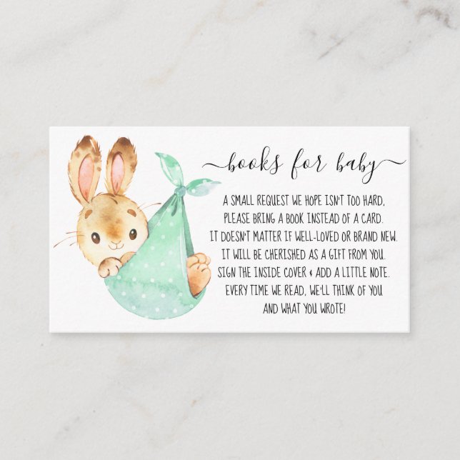 Tarjeta De Recepción Solicitud de Baby Shower para libro de Bunny Cute  (Anverso)
