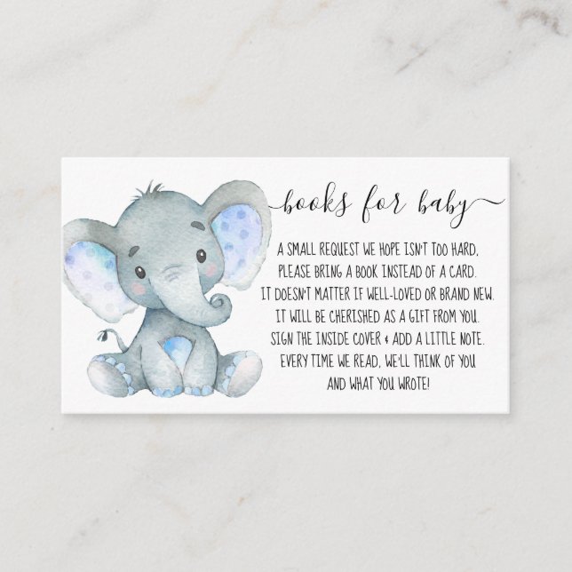 Tarjeta De Recepción Solicitud de Baby Shower para libro de elefante li (Anverso)