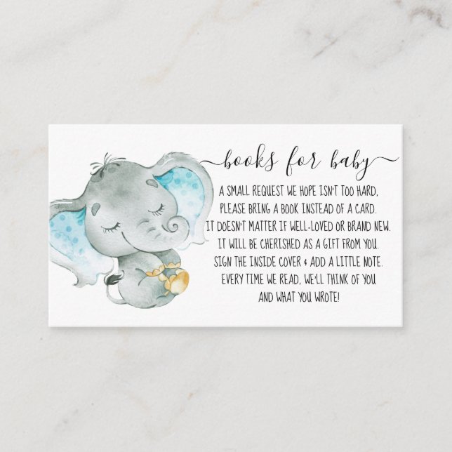 Tarjeta De Recepción Solicitud de Baby Shower para libro de elefante li (Anverso)