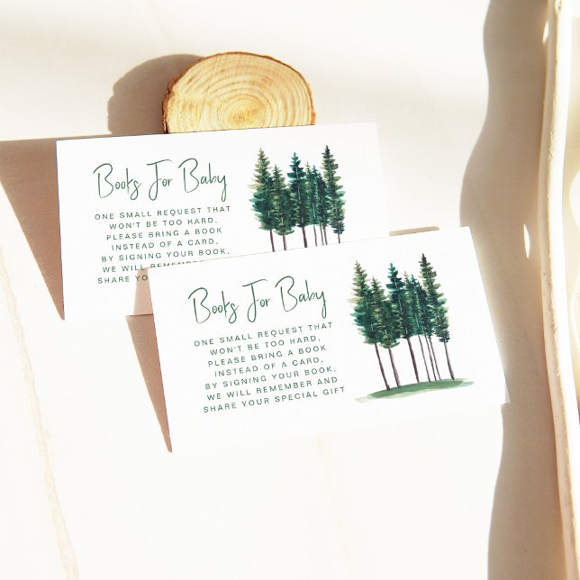 Tarjeta De Recepción Solicitud de Baby Shower para libro de pinos rústi (Subido por el creador)
