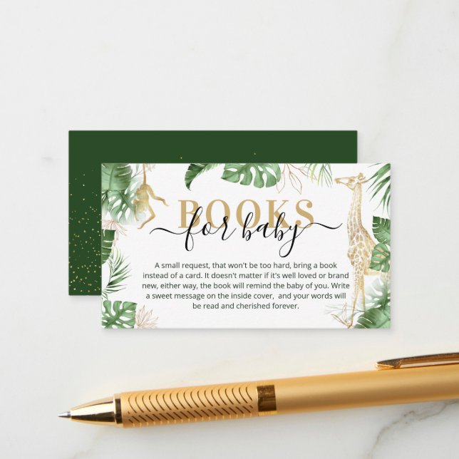 Tarjeta De Recepción Solicitud de Baby Shower para libro de Safari de l (Anverso/Reverso In Situ)